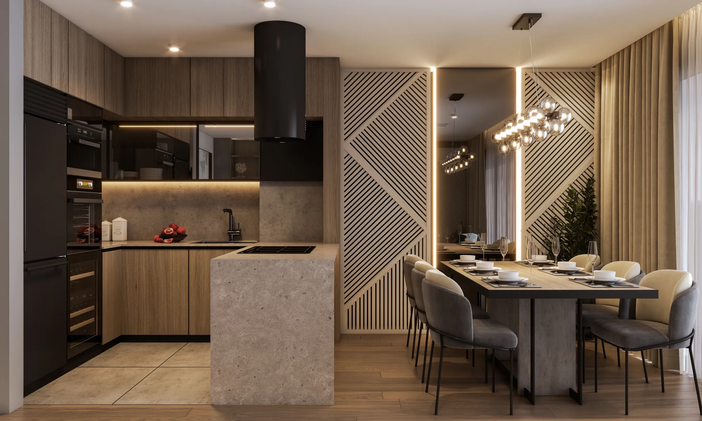 Ridgeline Commons shared kitchen and dining amenity